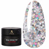 Глиттер F.O.X Glow Glitter Gel Love Edition 014 серебристые сердечки с радужным переливом 5 мл (GG-014) - Фото №1