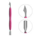 Manicure spatula with silicone handle STALEKS UNIQ 10 TYPE 3 pusher round narrow + hatchet