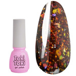 Гель-лак Toki-Toki Flakes № 006 оранжевый с золотистыми блестками 5 мл