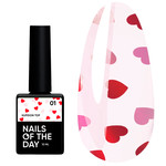 Топ NAILSOFTHEDAY Kupidon top 01 с красными и розовыми сердечками без липкого слоя 10 мл