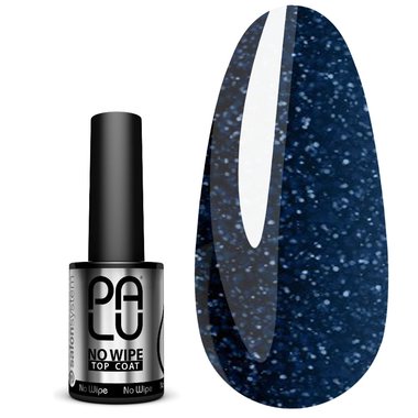 Топ PALU Top Coat No Wipe Flash Blue прозрачный с синим шиммером 11 мл - Фото №1