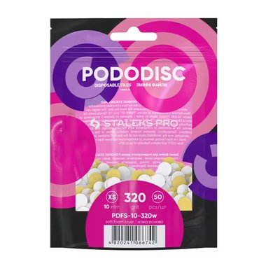 Сменные файлы белые для педикюрного диска на мягкой основе PODODISC STALEKS PRO XS 320 грит (50 шт) - Фото №1
