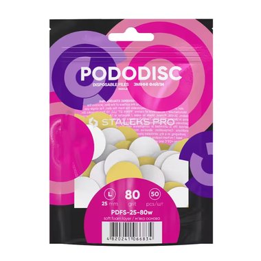 Сменные файлы белые для педикюрного диска на мягкой основе PODODISC STALEKS PRO L 80 грит (50 шт) - Фото №1