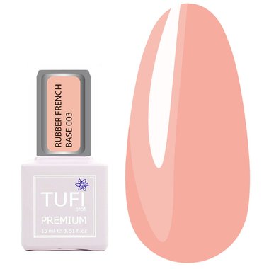 База TUFI profi PREMIUM Rubber French Base 003 розовый персик 15 мл - Фото №1