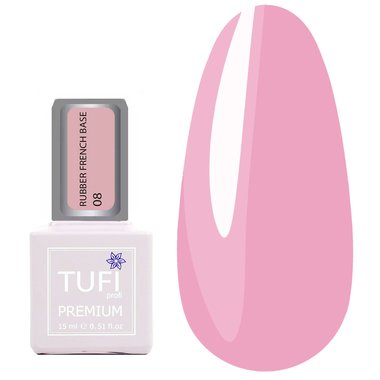 База TUFI profi PREMIUM Rubber French Base 008 розовый закат 15 мл - Фото №1