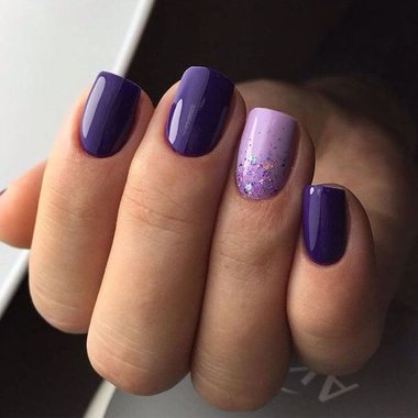 Фиолетовый маникюр (короткие ногти)