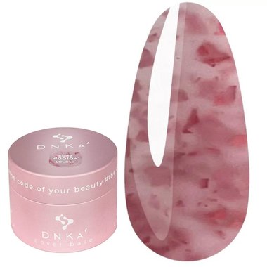 База для ногтей DNKa Cover Base №0010A Lovely розовый с кусочками ярко-розовой потальи 30 мл (DNKA0010A-30) - Фото №1