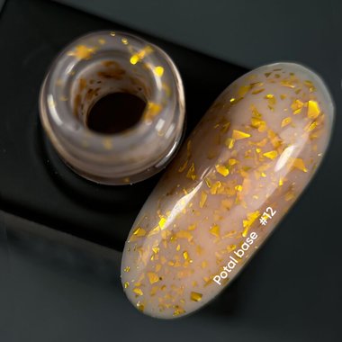 База NAILSOFTHEDAY Potal №12 персиковый с золотой поталью 10 мл - Фото №2