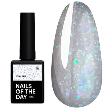 База NAILSOFTHEDAY Potal №16 молочный с разноцветной поталью 10 мл - Фото №1
