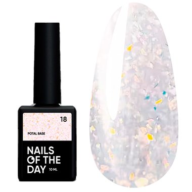 База NAILSOFTHEDAY Potal №18 молочный с разноцветной поталью 10 мл - Фото №1