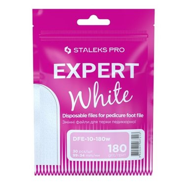 Набор сменных насадок белого цвета к терке для педикюра Staleks PRO EXPERT 10 зернистостью 180 (30 шт.)
