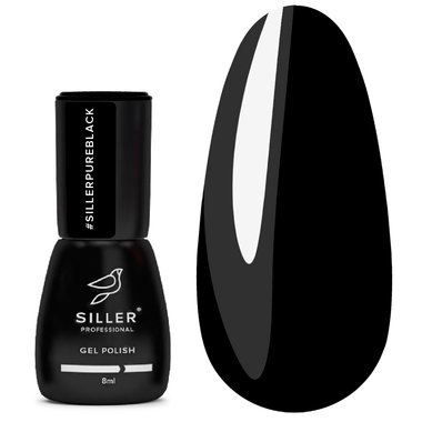 Гель-лак SILLER Pure Black чистый черный 8 мл - Фото №1