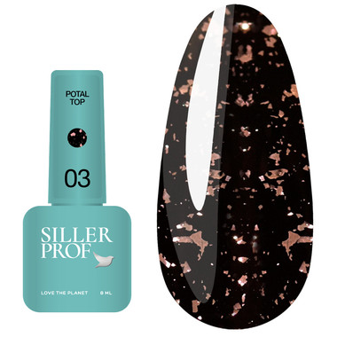 Топ SILLER Potal №03 без липкого слоя прозрачный с розово-золотой поталью 8 мл (u0000012750) - Фото №1