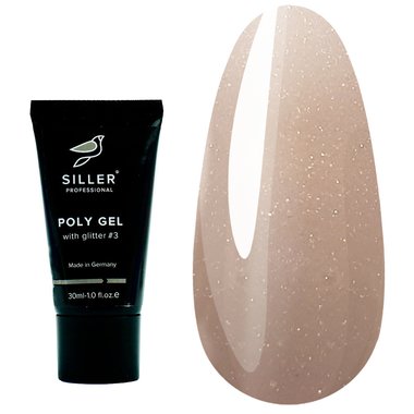 Моделирующий полигель Poly Gel Siller Glitter №3 золотой песок 30 мл - Фото №1