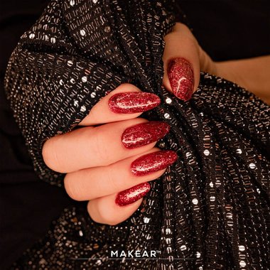Гель-лак MAKEAR Diamond S39 красный с блестками 8 мл - Фото №3