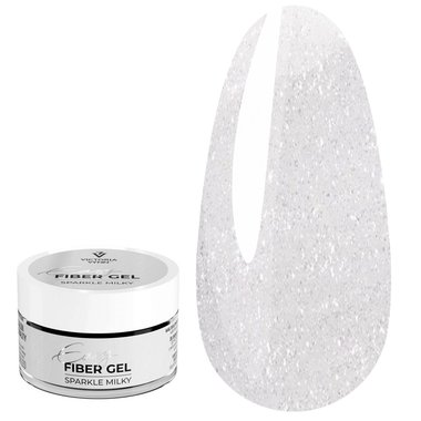 Гель для наращивания Victoria Vynn EASY FIBER GEL Sparkle Milky белый c микроволокнами и блестками 50 мл - Фото №1