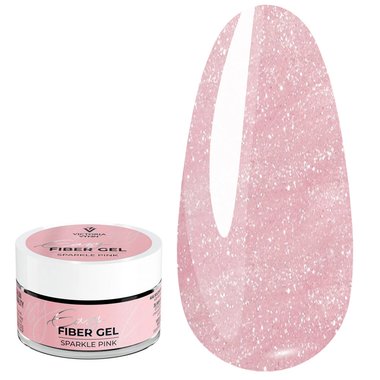 Гель для наращивания Victoria Vynn EASY FIBER GEL Sparkle Pink розовый c микроволокнами и блестками 50 мл - Фото №1