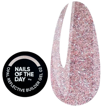 Гель NAILSOFTHEDAY Opal reflective Builder gel 02 розово-молочный с опаловым блеском 15 г - Фото №1