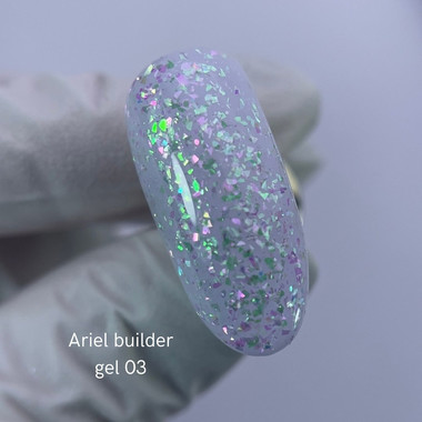 Гель NAILSOFTHENIGHT Ariel Builder gel 03 с разноцветными хлопьями юкки 15 мл - Фото №3