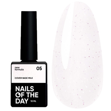 База для ногтей NAILSOFTHEDAY Cover NEW Formula Milk 05 молочный с розовыми блестками 10 мл - Фото №1