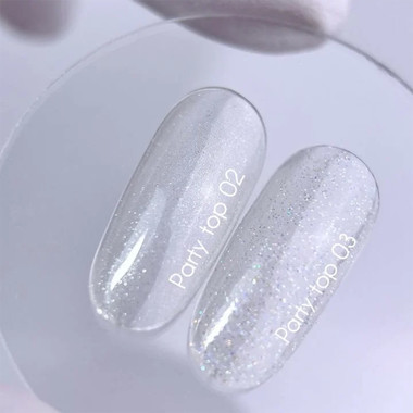Топ NAILSOFTHEDAY Party top 02 прозрачный с мелким шиммером 10 мл - Фото №2
