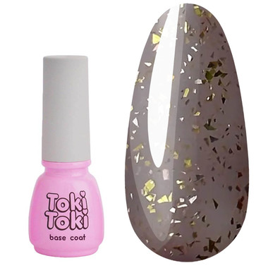 База Toki-Toki Glaze Base GL02 светло-коричневый с золотой поталью 5 мл - Фото №1