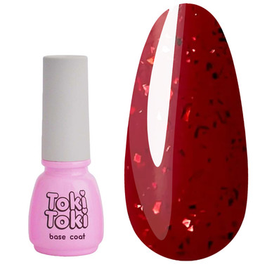 База Toki-Toki Glaze Base GL07 красный с золотой поталью 5 мл - Фото №1