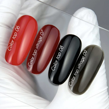 Топ NAILSOFTHEDAY Color top Vitrage 09 без липкого слоя полупрозрачный черный 10 мл - Фото №4