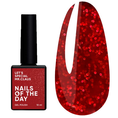 Гель-лак NAILSOFTHEDAY Let's special Mrs. Claus красный с блестками 10 мл - Фото №1