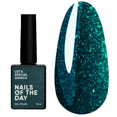 Гель-лак NAILSOFTHEDAY Let's Special Grinch изумрудно-зеленый с шиммером 10 мл - Фото №1