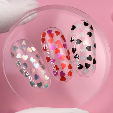 Топ NAILSOFTHEDAY Kupidon top 04 с голографическими сердцами без липкого слоя 10 мл - Фото №3