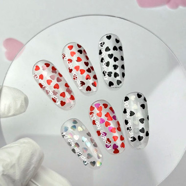 Топ NAILSOFTHEDAY Kupidon top 05 с красными и розовыми сердечками без липкого слоя 10 мл - Фото №4