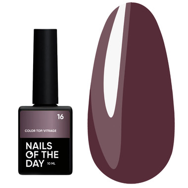 Топ NAILSOFTHEDAY Color top Vitrage 16 без липкого слоя полупрозрачный сливовый 10 мл - Фото №1