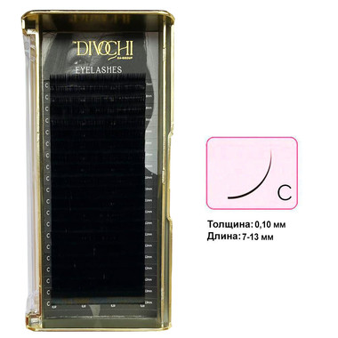 Ресницы Divochi MIX черный изгиб C 0.10 20 рядов 7-13 мм