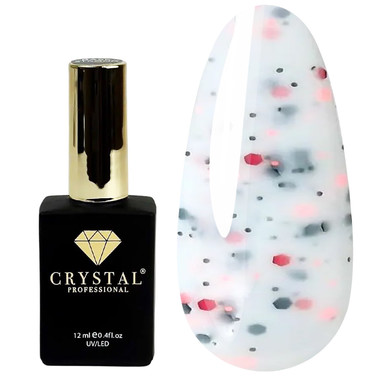 База для ногтей Crystal Base Yogurt №3 молочный с черно-красной крошкой 12 мл - Фото №1
