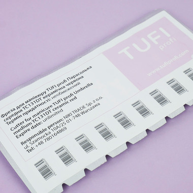 Фреза для маникюра керамическая TUFI profi Зонтик средний TC131DT красная - Фото №4