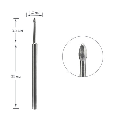 Фреза Staleks EXPERT твердосплавная nail cleaner mini диаметр 1,2 мм / рабочая часть 2,5 мм