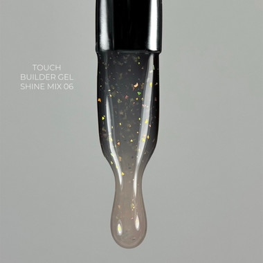 Гель для наращивания TOUCH Builder gel Shine mix 06 бежевый с поталью 15 мл - Фото №3