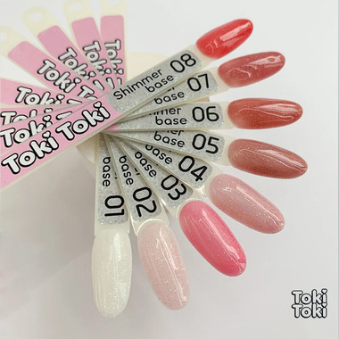База Toki-Toki Shimmer base 05 темно-розовый с бело-золотым микроблеском 5 мл - Фото №3