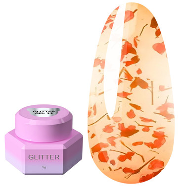 Гель для дизайна YOUARECUTE Glitter Gel 11 с оранжевыми сухоцветами 5 мл (469-5117-1452) - Фото №1