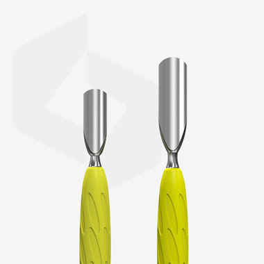 Manicure spatula Staleks Gummy with yellow silicone handle UNIQ 10 TYPE 1 (wide round pusher + narrow round pusher) - Фото №2