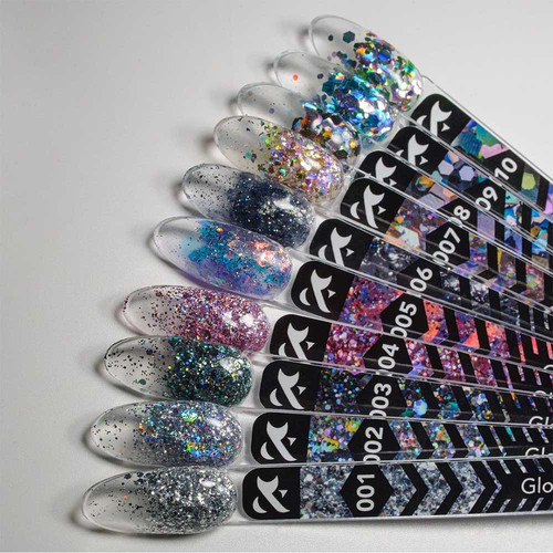 Glitter FOX Glow Glitter Gel №004 pink with holographic sparkles 5 ml - Фото №3