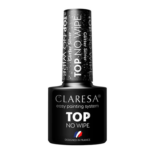 Гибридный топ Claresa TOP NO WIPE GLITTER SILVER прозрачный с серебряным глиттером 5г - Фото №1