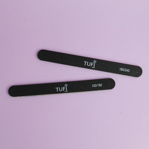 Straight nail file TUFI profi  PREMIUM  black 100/180, 17.8 cm 1 pc (0122188) - Фото №3