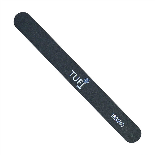 Straight nail file TUFI profi  PREMIUM  black 180/240, 17.8 cm 1 pc (0122191) - Фото №1