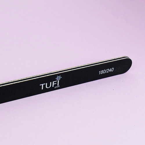 Straight nail file TUFI profi  PREMIUM  black 180/240, 17.8 cm 1 pc (0122191) - Фото №2