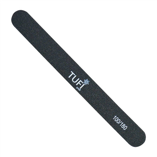 Straight nail file TUFI profi  PREMIUM  black 100/180, 17.8 cm 1 pc (0122188) - Фото №1