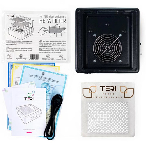 Tabletop dust collector for manicure TERI 800 M black (silver mesh) - Фото №3