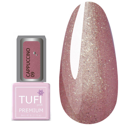 Гель-лак TUFI profi PREMIUM Cappuccino 09 тициановый с золотом 8мл (0102591) - Фото №1