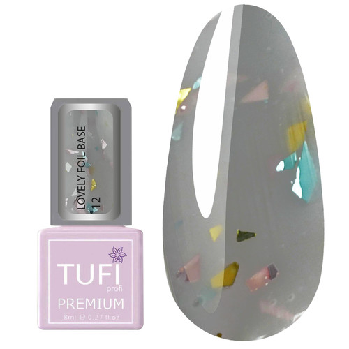 База TUFI profi PREMIUM Lovely Foil Base с фольгой 12 серая вуаль 8 мл (0196368) - Фото №1